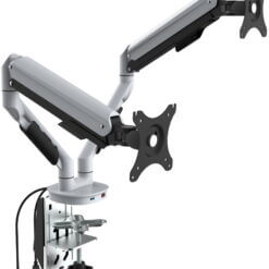 Dubbele monitorarm incl. USB poorten Wit